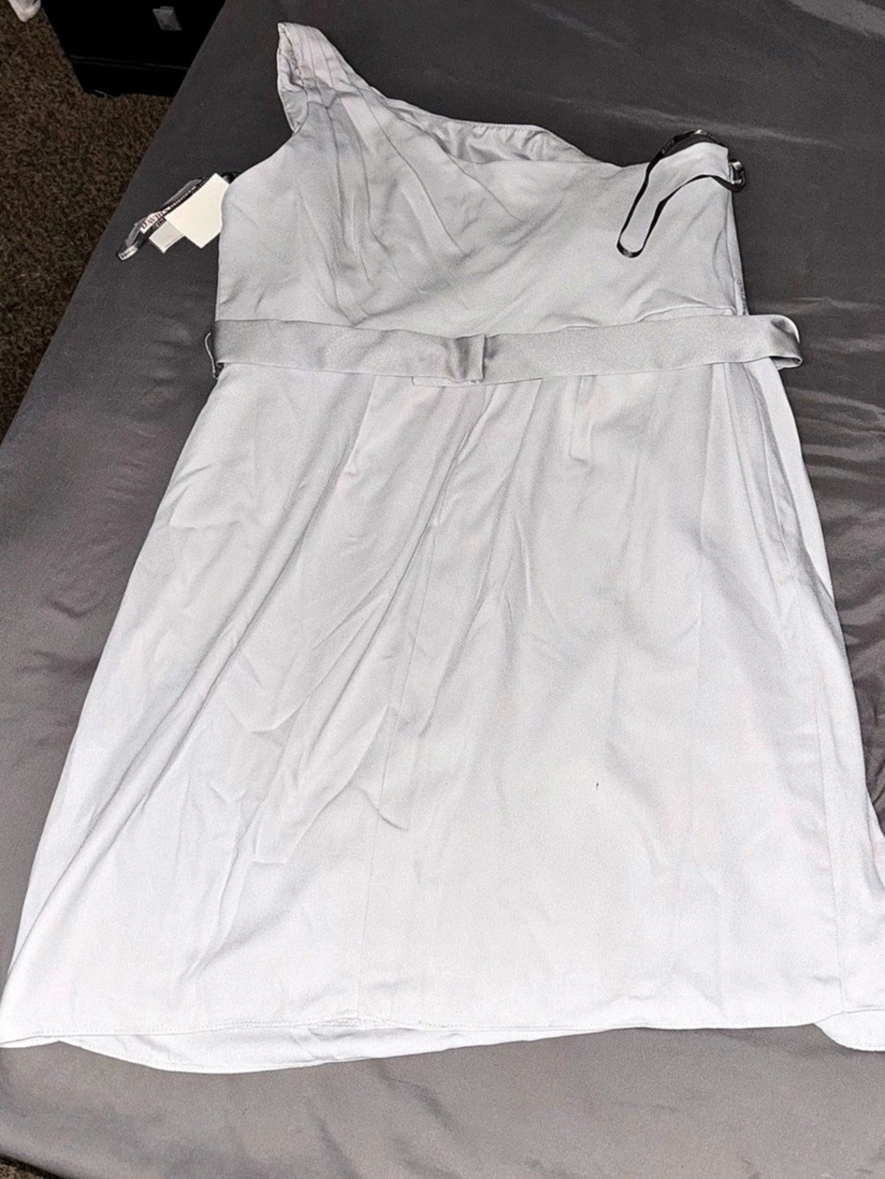 Vera Wang- David’s Bridal Short One Shoulder Dress. New with tags. Gray Size 18